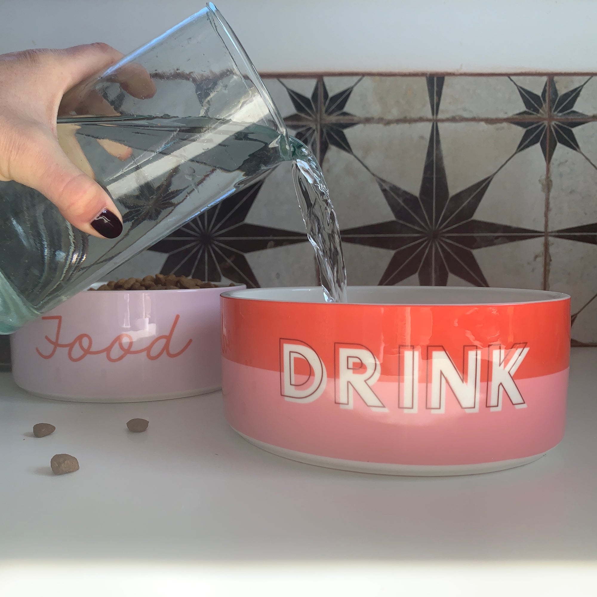 Custom Color Duo Dog Bowl (Coral / Millennial Pink)