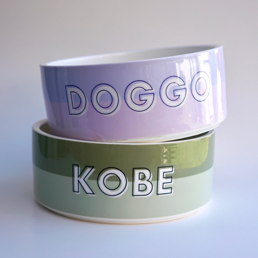 Custom Color Duo Dog Bowl (Sage / Artichoke)